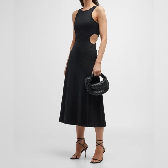 Frame Denim Dresses & Skirts - Frame Quiet Luxury Cutout Black Flared Midi Dress